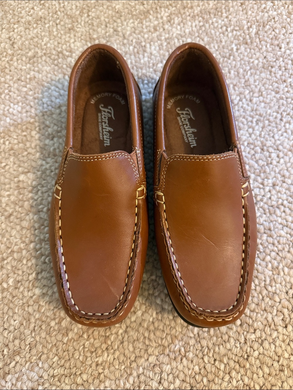Florsheim Boys Tan Leather Slip-On Loafers size 1.5